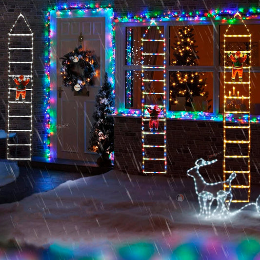 Muneco De Papa Noel Con Escalera De Luce